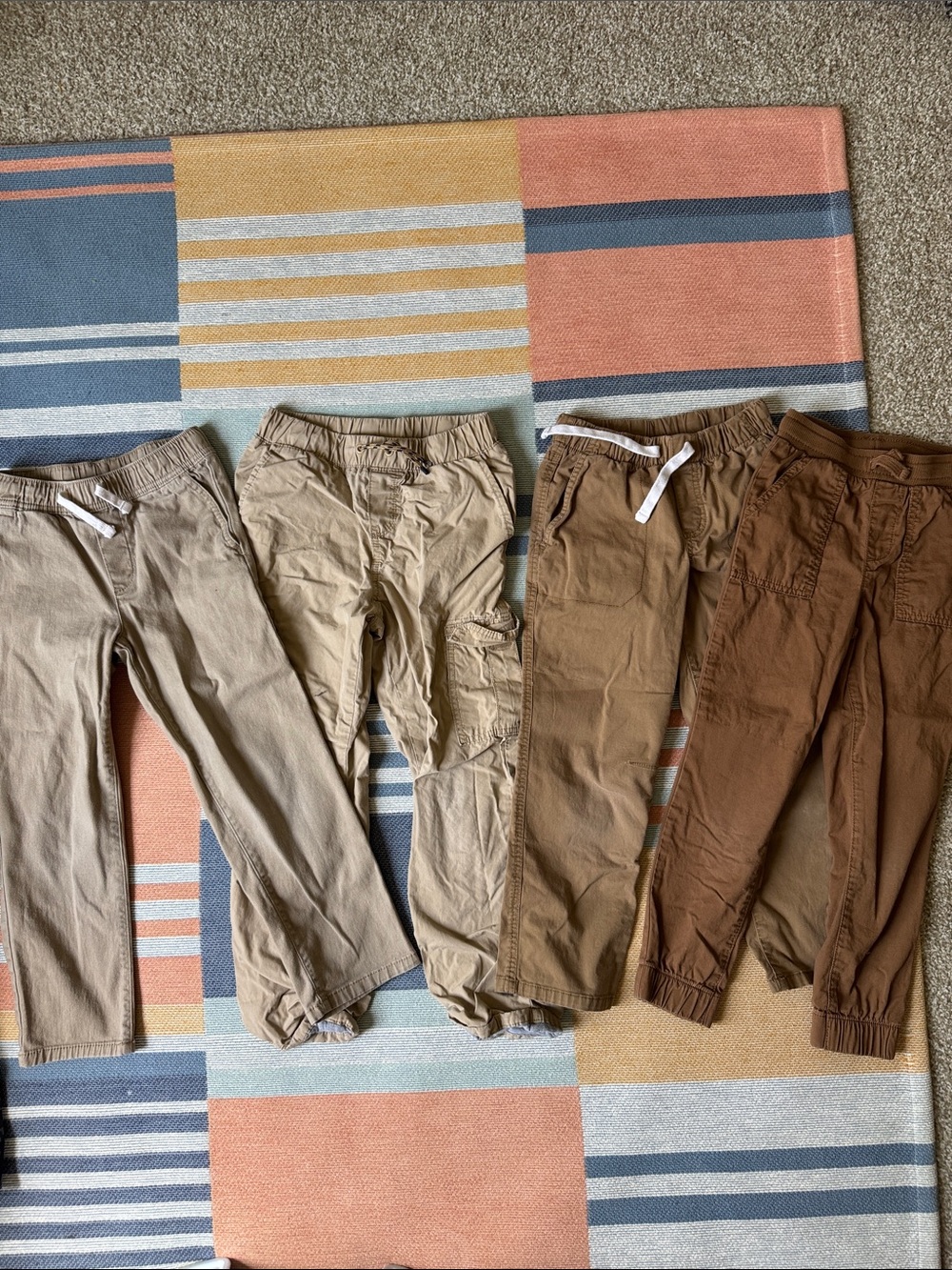Kids Neutral Brown/Tan Cotton Jogger Pants - Pack